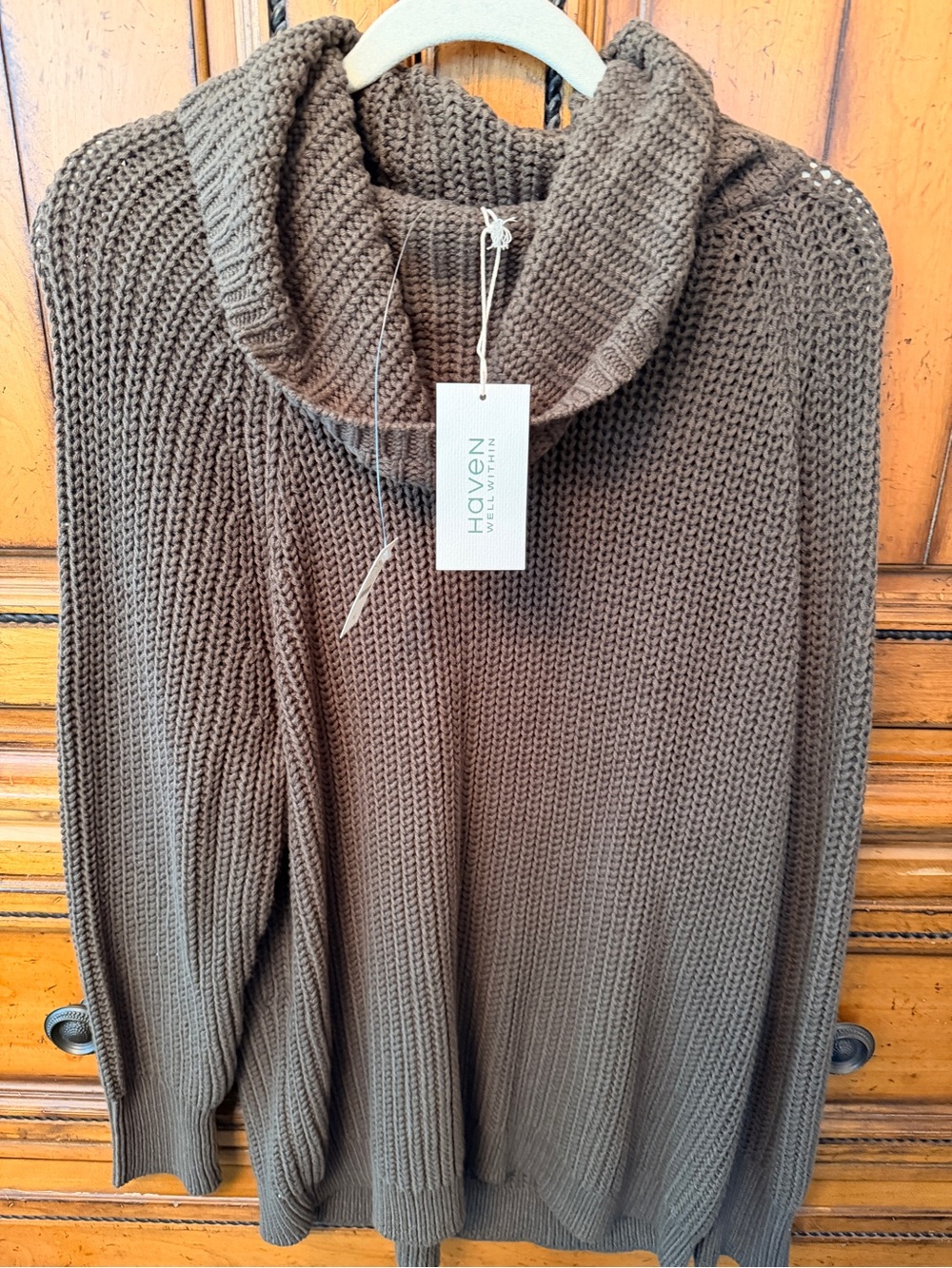 Haven Well Within Brown Cable Turtleneck Sweater - XL